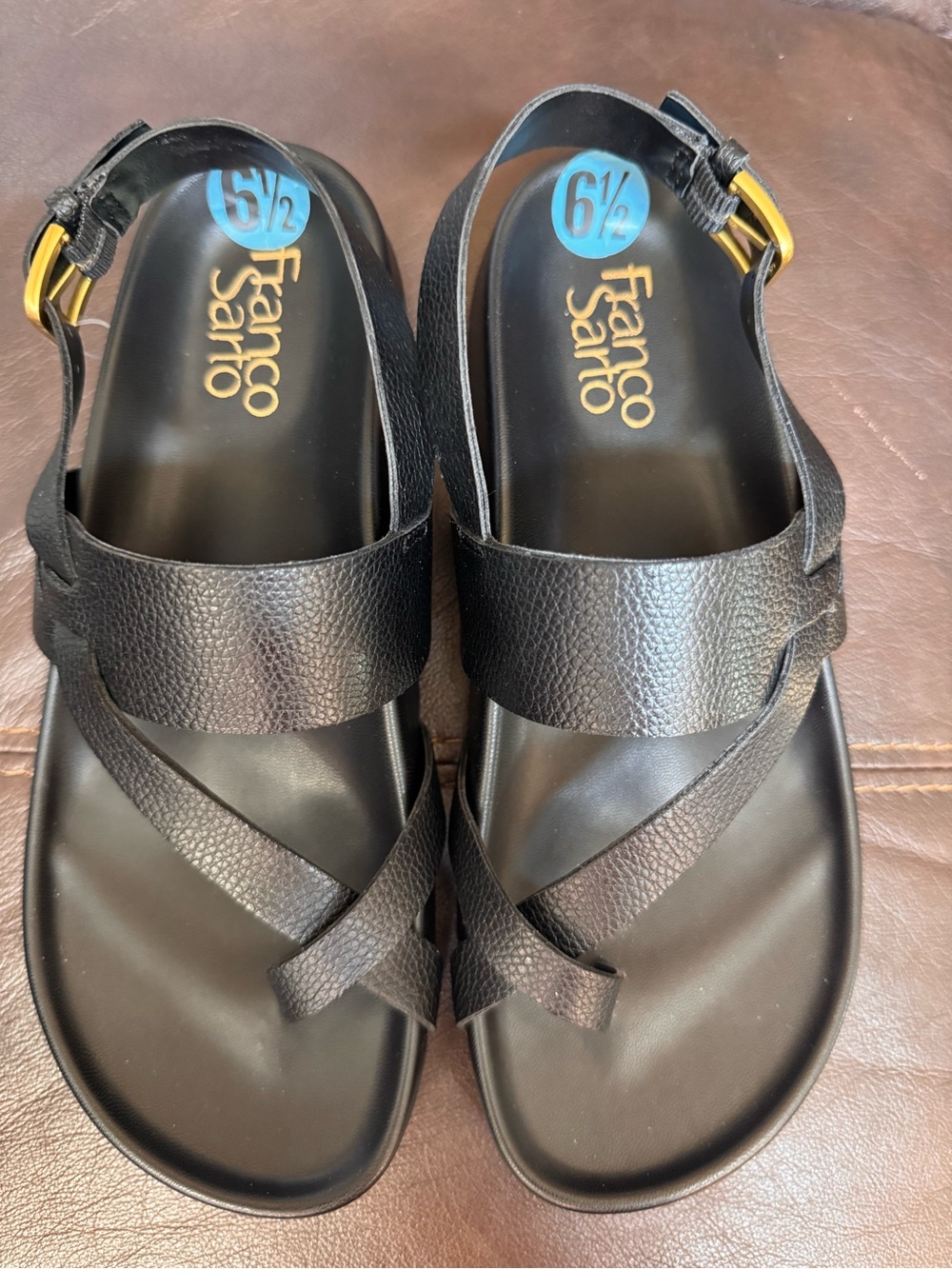 ✅NEW “Franco Sarto” Beryl Toe Loop Black Leader Slingback Sandal (Women)